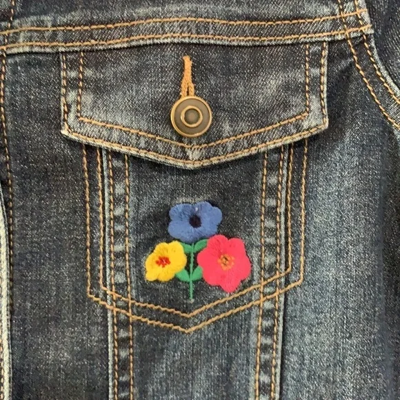 Hanna Andersson jean jacket embroidered flowers European size 140 US 10 - Picture 3 of 10